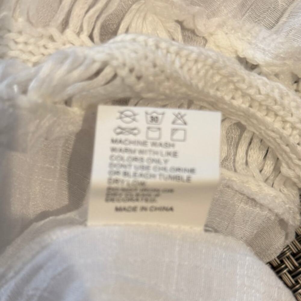 VIVID NWT Artsy Boho Long Sleeve Assymetrical Hem Fringed Kimono Crochet Trim  L - Picture 5 of 7